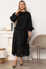 Юбка с кружевом Элегия (черная) Ю14913-10М LT Collection