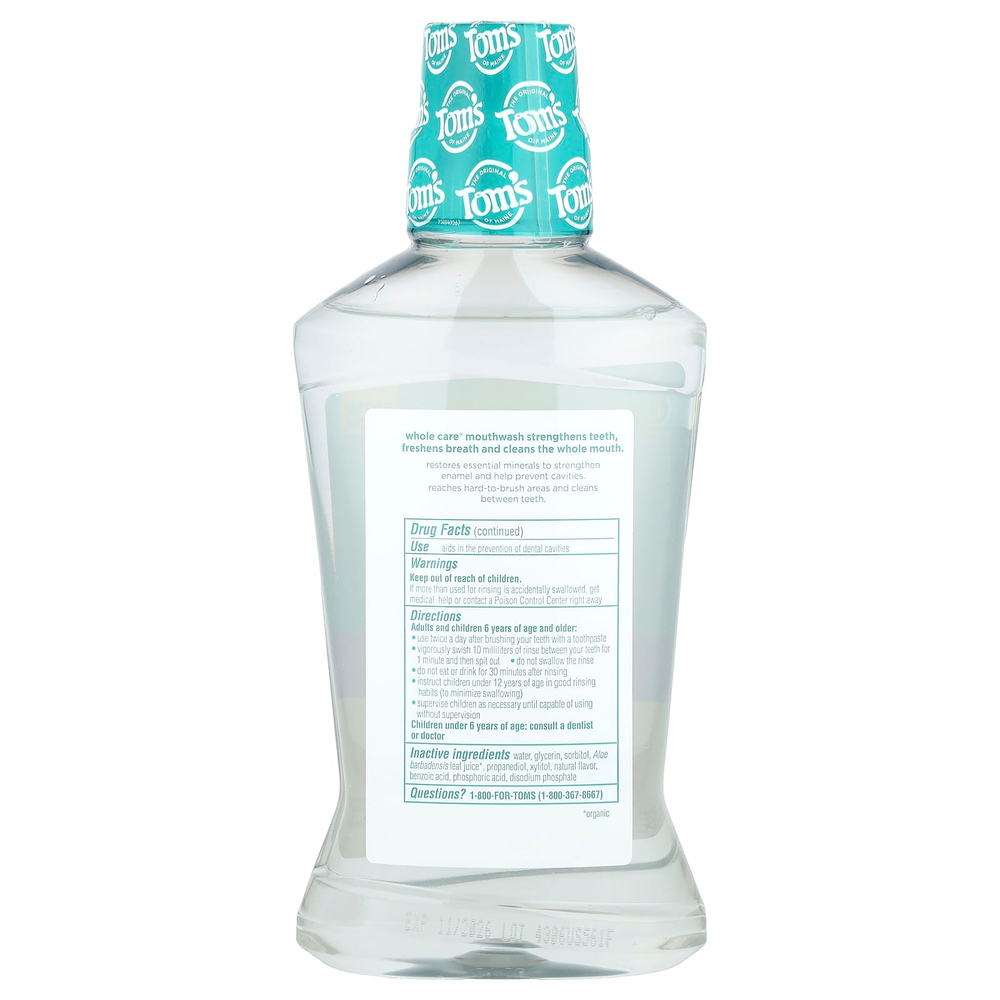 Tom's of Maine, Whole Care®, жидкость для полоскания рта от кариеса, свежая мята, 473 мл (16 жидк. Унций)