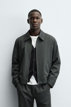 ZARA КУРТКА-РУБАШКА REGULAR FIT, ТЕМНЫЙ ХАКИ