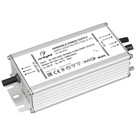 Блок питания ARPV-UH24100-PFC-DALI2-PH (24V, 4.2A, 100W) (Arlight, IP67 Металл, 7 лет) 029151(2)