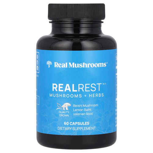 Real Mushrooms, RealRest, грибы и травы`` 60 капсул