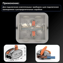 Клемма для проводов двухконтактная, 100 шт, тип WAGO (Ваго), соединительная для проводов