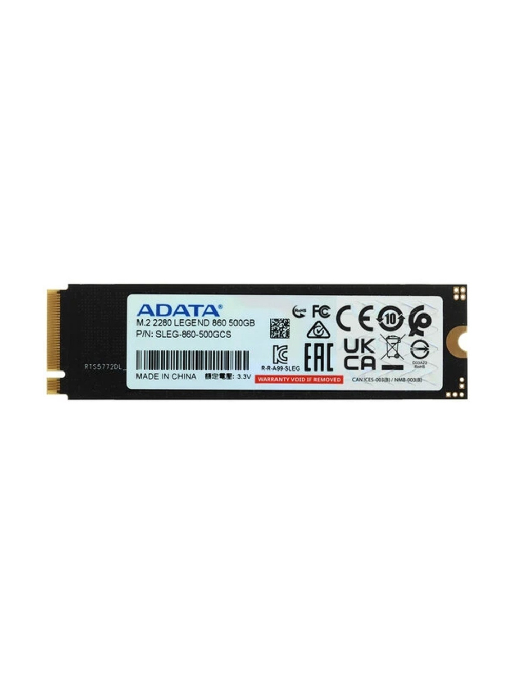 A-DATA SSD 500GB LEGEND 860 SLEG-860-500GCS PCI-E 4.0 x4, up to 5000/3000Mbs, 3D NAND, 160TBW, NVMe 1.4, 22x80mm, радиатор