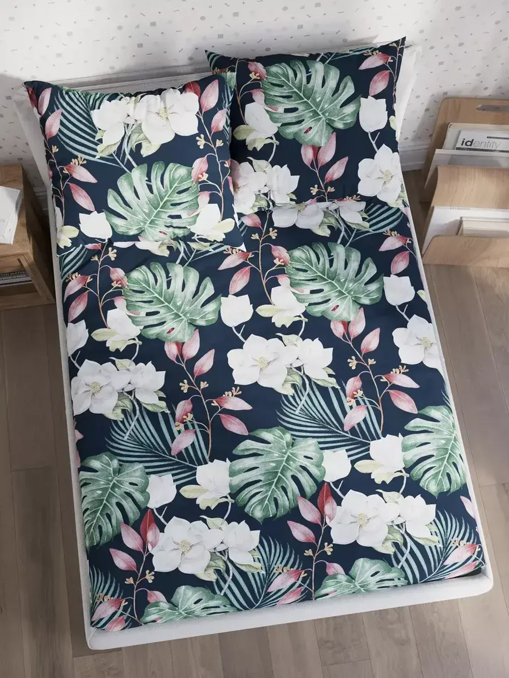 Постельное белье Полисатин Мечта "Цветочная феерия" 1,5-сп Наволочка 50х70 см 1 шт Простынь на резинке 90x200 смПододеяльник 145x215 см