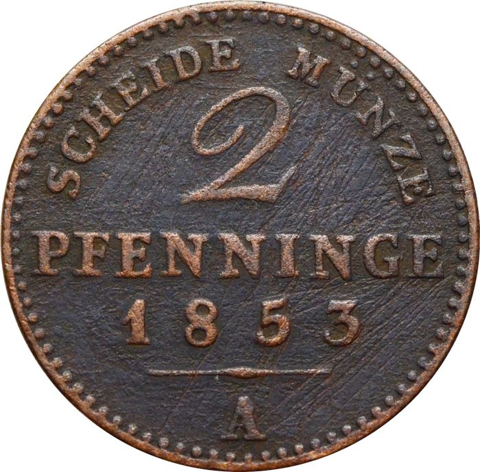 2 пфеннига 1853 Германия (Пруссия) "A"