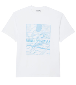 Теннисная футболка Lacoste Tennis Court Print Cotton - white