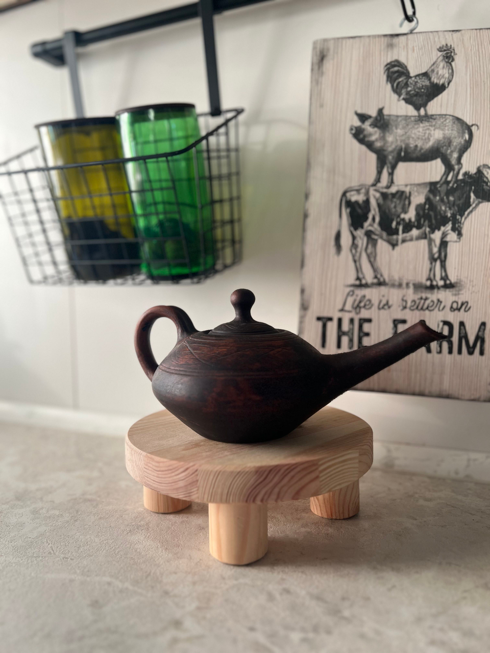 Подставка для сервировки, для цветов, под горячее из массива сосны