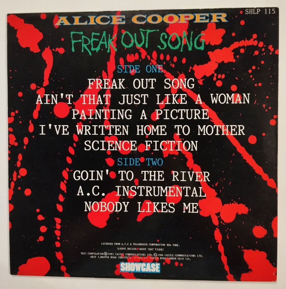 Винтажная виниловая пластинка LP Alice Cooper Freak Out Song (UK 1985)