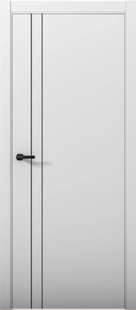 Межкомнатная дверь Turen Becker Fox 4 (черный молдинг, черная алюминиевая кромка, черный замок Apecs) Светло-серый