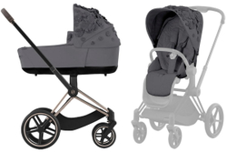 Коляска 2 в 1 Cybex Priam IV Rosegold Dream Grey (Simply Flowers Grey)