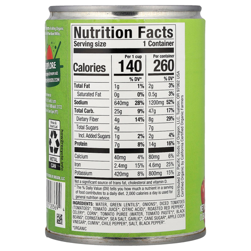 Pacific Foods, органический овощной суп из чечевицы, 463 г (16,3 унции)