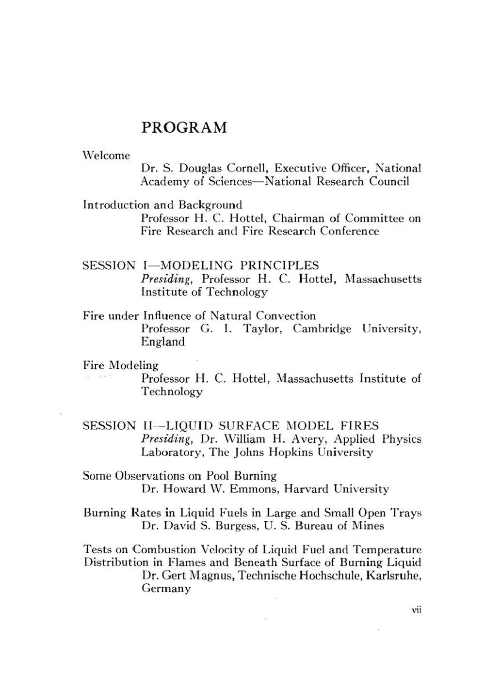 International Symposium on the Use of Models in Fire Research | W.G. Bert