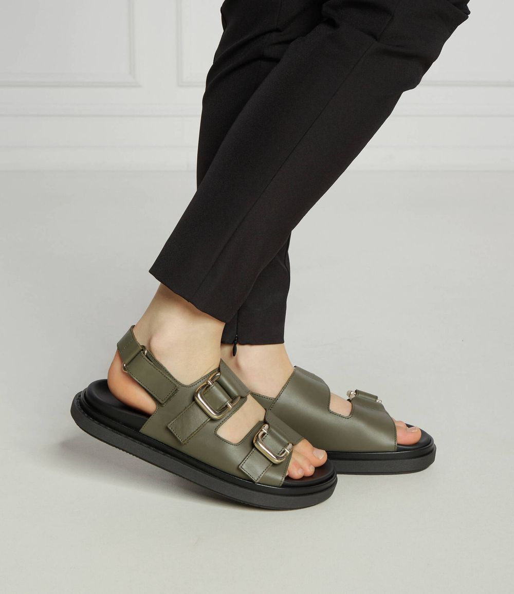 Кожаные босоножки Alohas - зеленый(S00275)