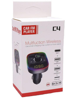 Автомобильный FM-трансмиттер C4 Bluetooth (черный) LED