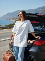 Футболка женская молочная оверсайз хлопок