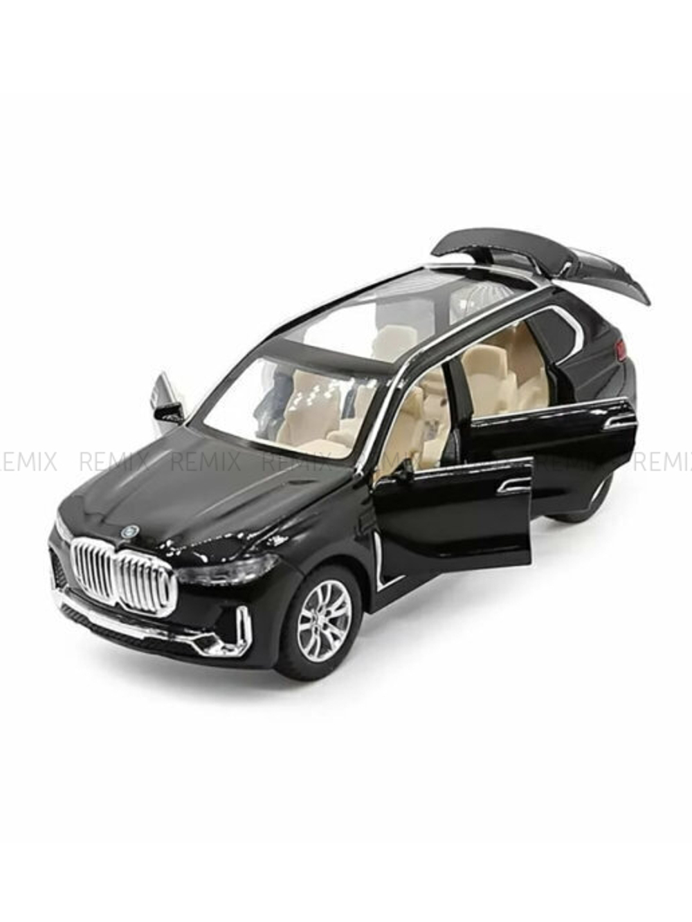 Машина металлическая BMW X7, 1:24, открываются двери, капот, багажник, цвет чёрный