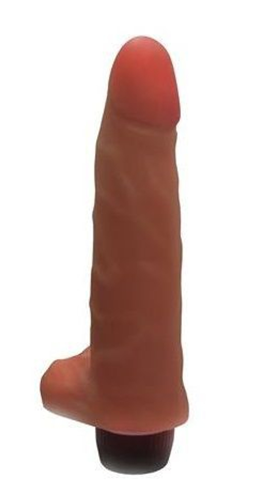 Реалистичный вибратор с небольшой мошонкой - 17 см.