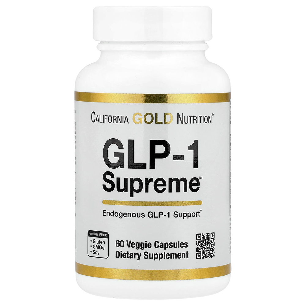 California Gold Nutrition, GLP-1 Supreme™, добавка с аккермансией, берберином, кверцетином и куркумином, 60 растительных капсул