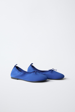 ZARA БАЛЕТКИ С БАНТИКОМ, СИНИЙ