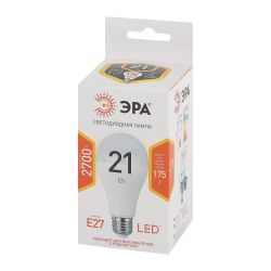 Лампочка светодиодная ЭРА STD LED A65-21W-827-E27 E27 / Е27 21Вт груша теплый белый свет