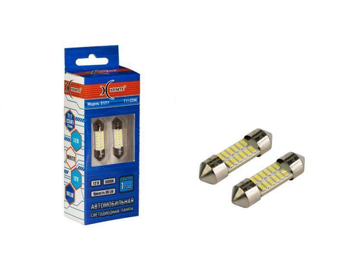 Лампа светодиодная 12V 5W салонный 31 мм белый 12 SMD 2 шт. блистер Xenite