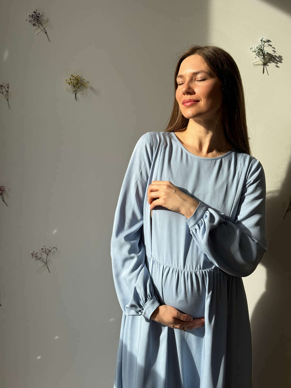 Платье Катарина для беременных и кормящих мам, Голубой