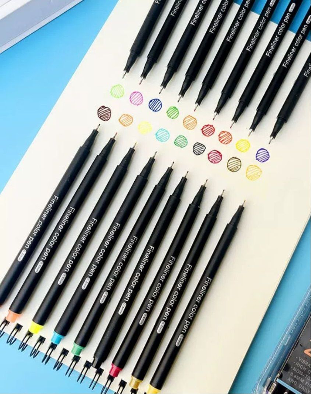 Набор цветных капиллярных ручек (линеров, лайнеров) 12 цветов для скетчинга, черчения, письма, рисования