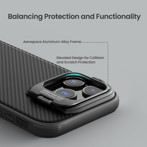 Чехол от Nillkin на iPhone 16 Pro Max с металлической откидной крышкой (версия с открытой камерой), серия CamShield Prop Magnetic Case ( с поддержкой беспроводной зарядки MagSafe)