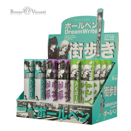 Ручка шар. BV "DreamWrite. Manga Anime. City" синяя,  0,7мм, 3 вида**