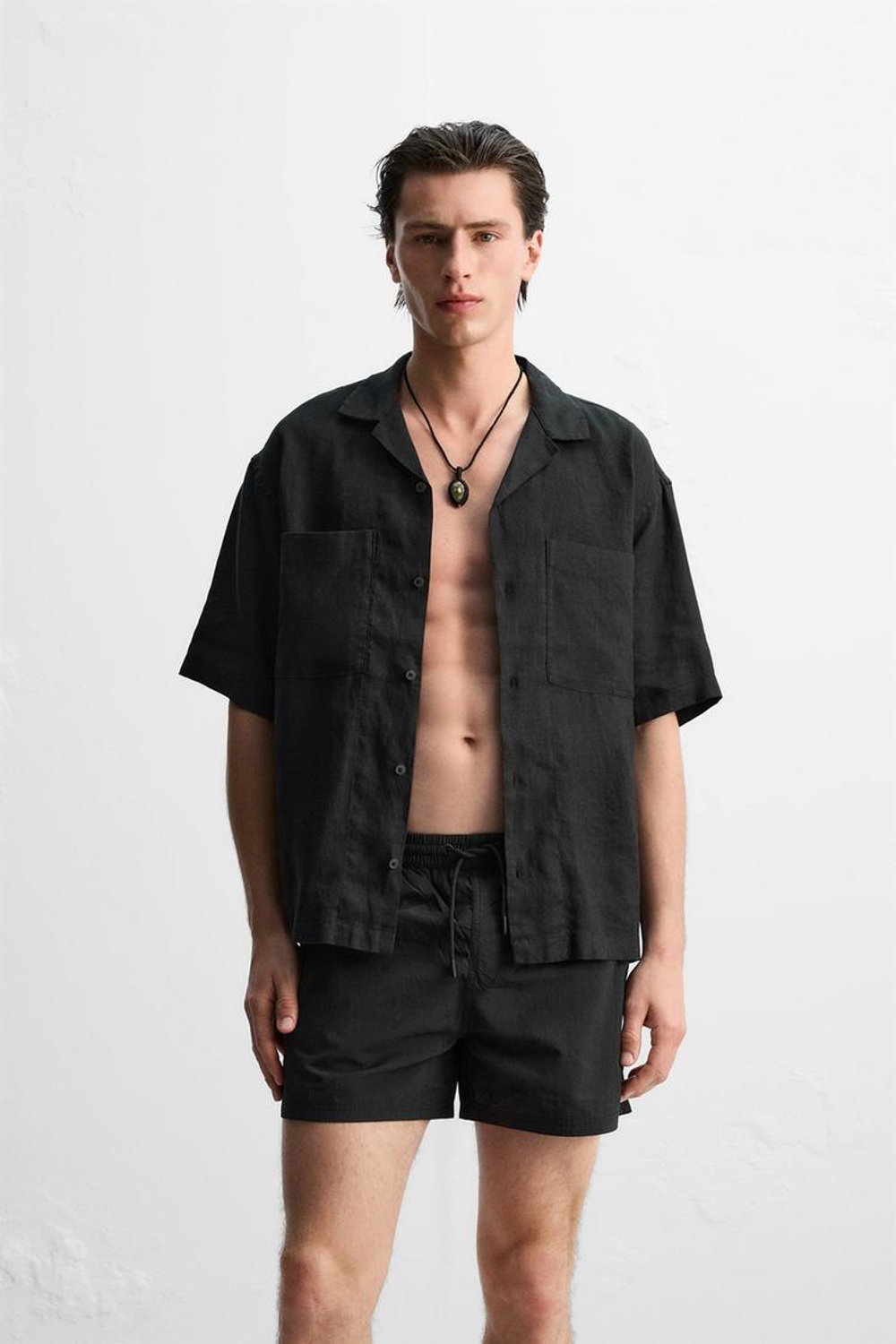 ZARA ПЛАВКИ ИЗ ВЫСОКОТЕХНОЛОГИЧНОЙ ТКАНИ, ЧЕРНЫЙ