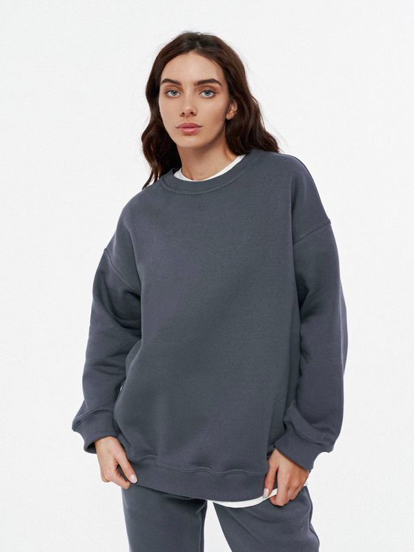 Толстовка оверсайз утеплённая графит