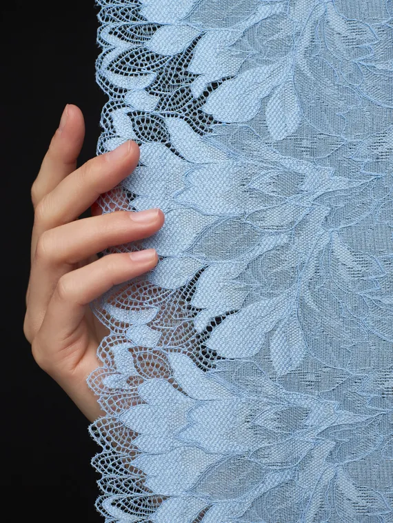 03-77 ОПТ Кружево эластичное 24 см, голубой 3090