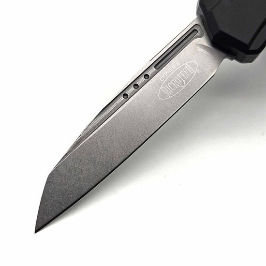 Нож фронтальный, автоматический Microtech Cypher II S/E Black Stonewash Standard - сталь М390МК, рукоять алюминий