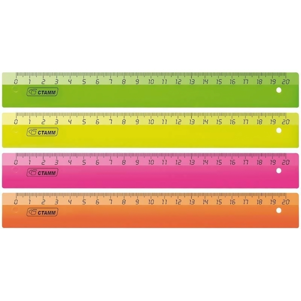 Линейка пластик флуор. 20см. ЛН11 (Стамм)