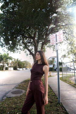 ZARA ТОП БЕЗ РУКАВОВ В РУБЧИК, ВИННЫЙ