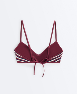 OYSHO Топ-бикини с треугольными чашечками в контрастную полоску, сливовый