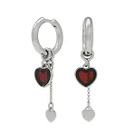 Серьги с подвесом Сердца с вишневым янтарем