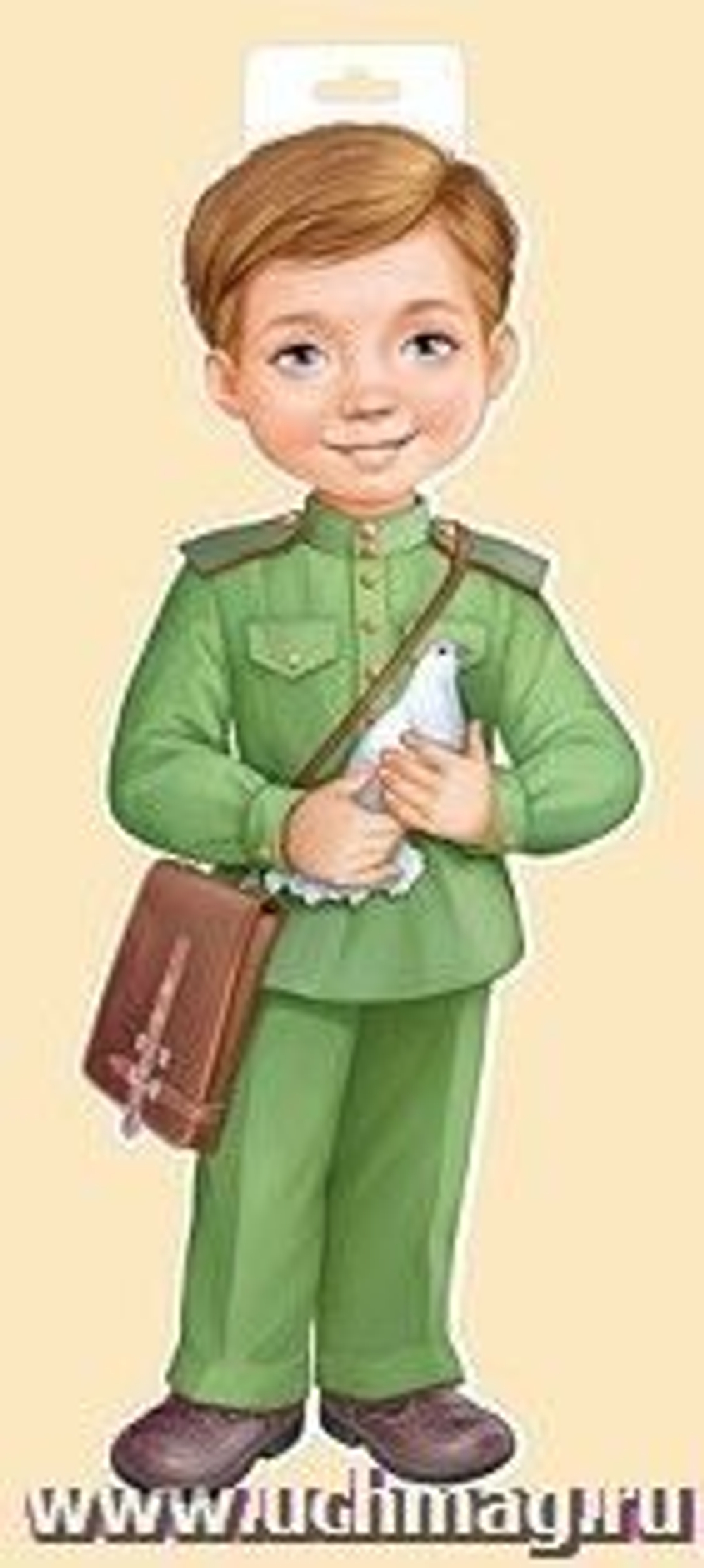 Плакат "Мальчик в военной форме с голубем" 46071