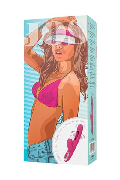 Розовый вибратор с двигающимся язычком и стимулирующим шариком Monti - 24 см. (Цвет: розовый)