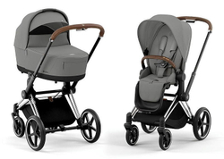 Коляска 3 в 1 Cybex Priam IV Chrome Brown complete и автокресло Cloud T i-Size Sepia Black Mirage Grey