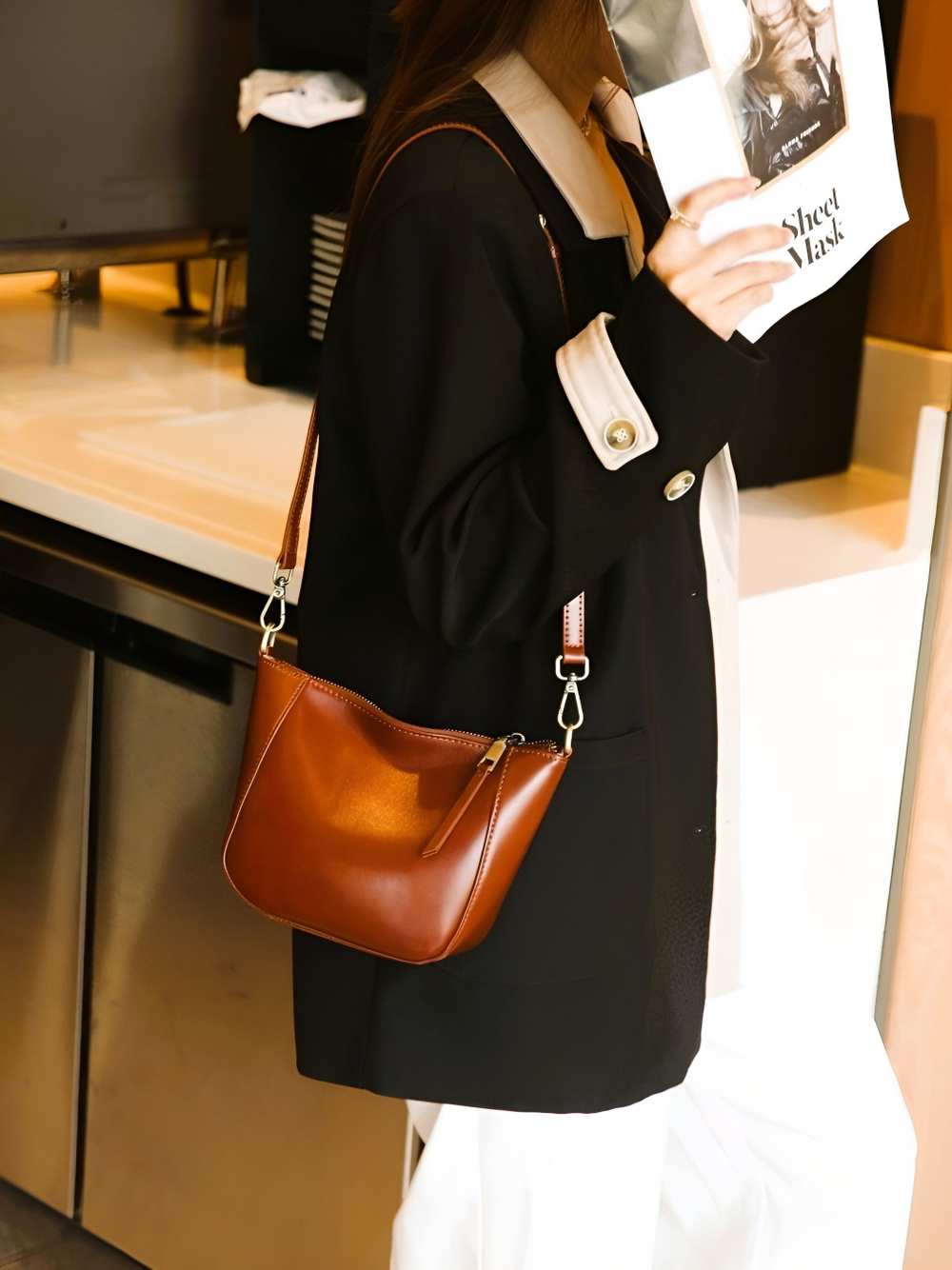 сумка женская натуральная кожа через плечо кросс боди маленькая