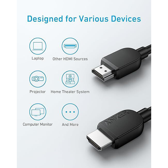 Кабель Anker HDMI 2.1 Cable 8K /60Hz / 1.8 м (A8742H11) черный
