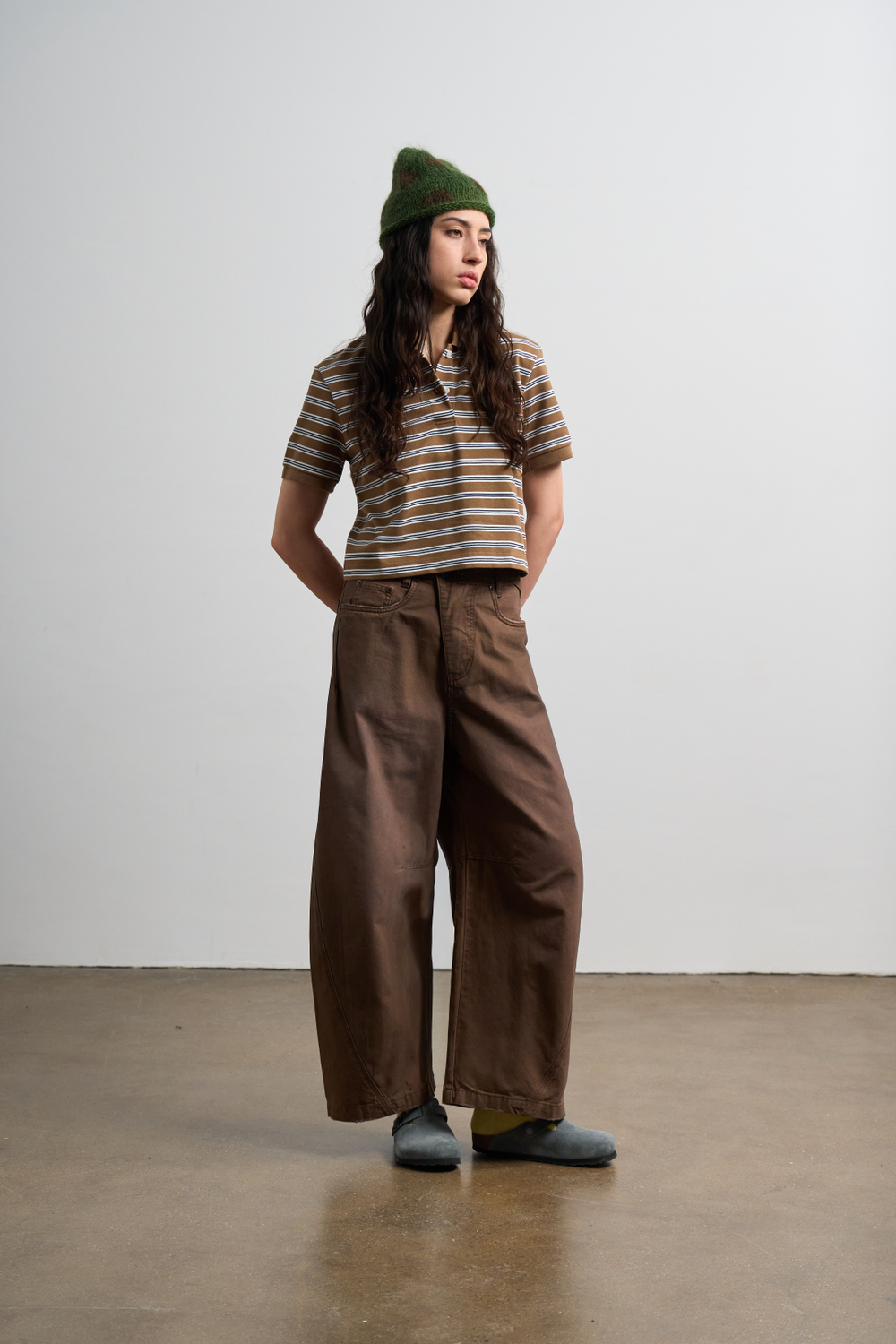 Брюки Nothomme Monterest Retro Washed Curved Blade Wide-Leg Pants "Dark Brown" Women's