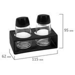 Набор для специй 2х60 мл, BASIC, подставка + солонка + перечница, стекло/пластик, черный, WEGLA (ВЕГЛА), 700232