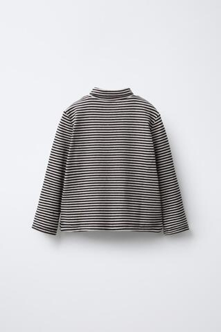 ZARA ТОП С ВОРОТНИКОМ-СТОЙКОЙ, ЧЕРНЫЙ/БЕЛЫЙ