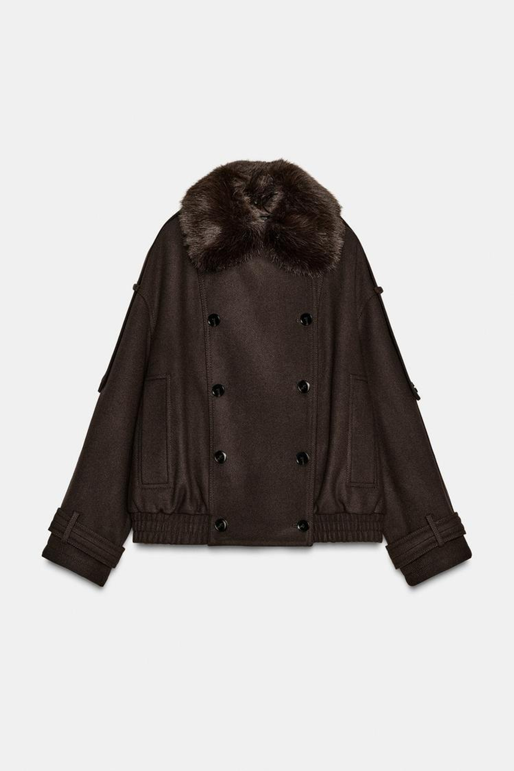 ZARA КУРТКА С ШЕРСТЬЮ ZW COLLECTION, КОРИЧНЕВЫЙ