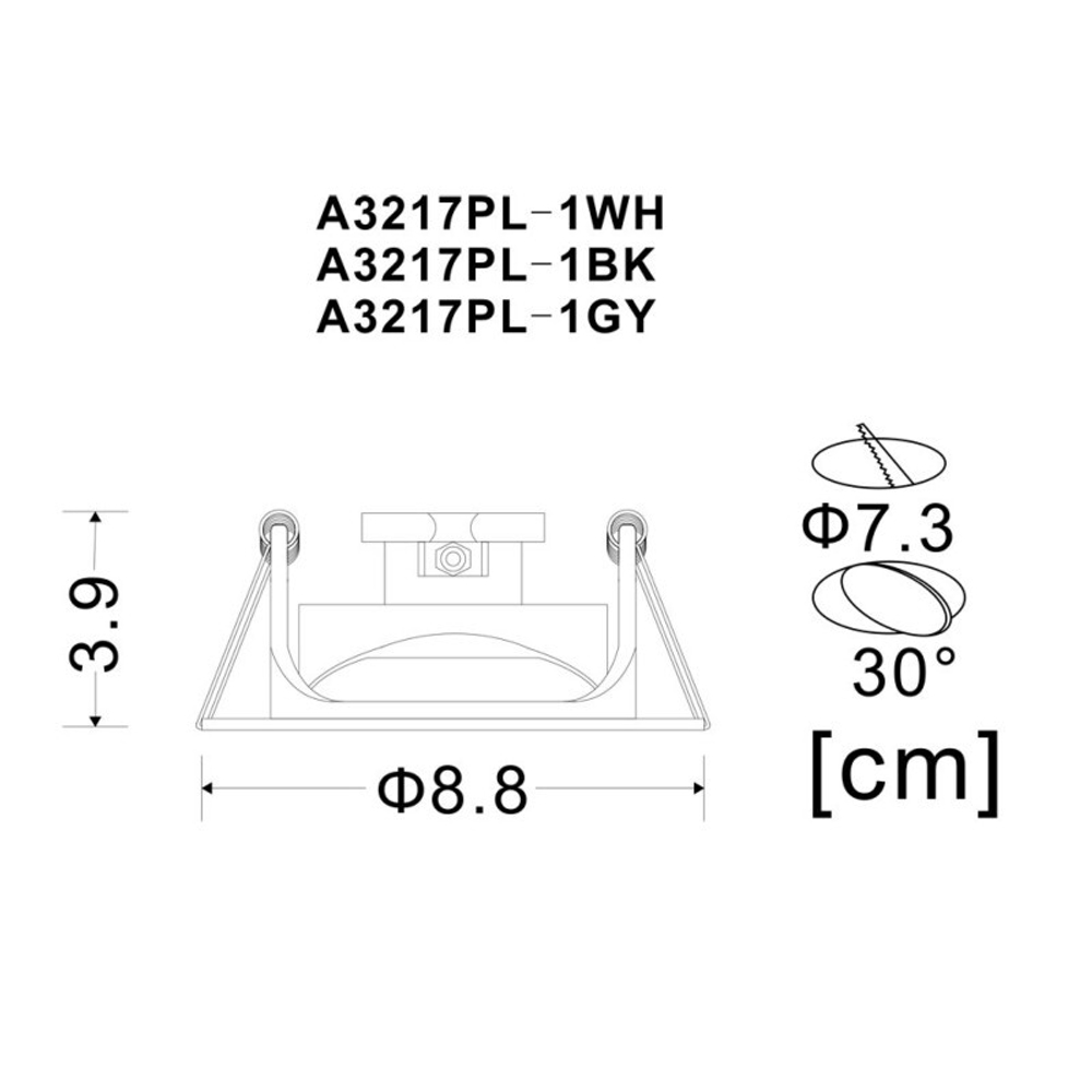 Встраиваемый светильник Arte Lamp A3217PL-1BK