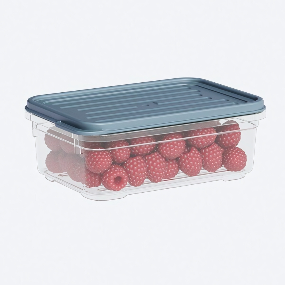 Лоток прозрачный с крышкой низкий, цвет серый 500 мл