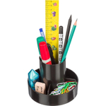 Подставка-органайзер для канцелярских принадлежностей Метеор, 5 отделений чёрная 9.7x11.8x11.8 см