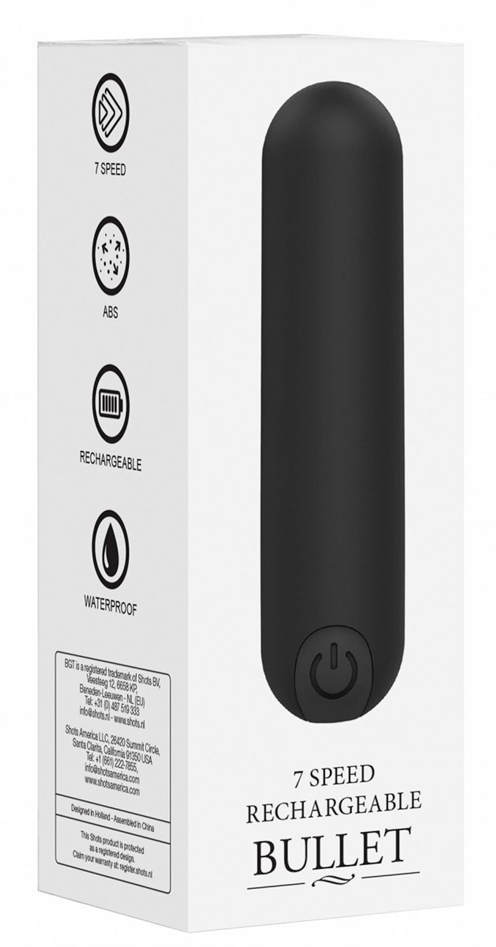 Черная перезаряжаемая вибропуля 7 Speed Rechargeable Bullet - 7,7 см. (Цвет: черный)